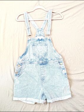 Light Wash Denim Short Overalls
